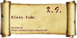 Klein Iván névjegykártya